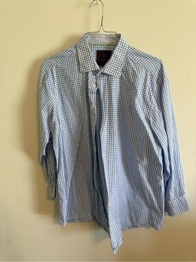 Tailored Blue Windowpane Dress Shirt